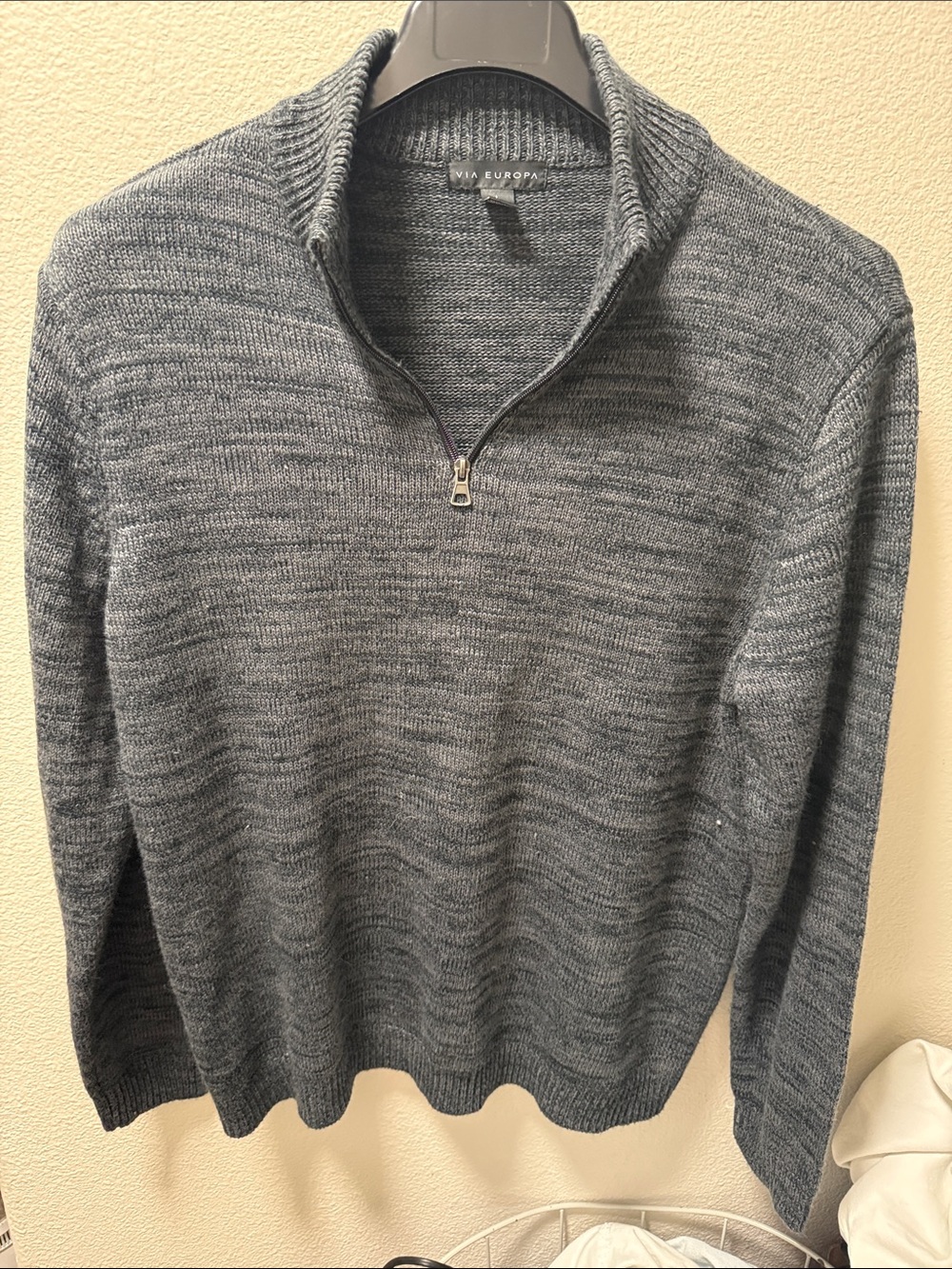 Via Europa Men's Gray Half-Zip Sweater